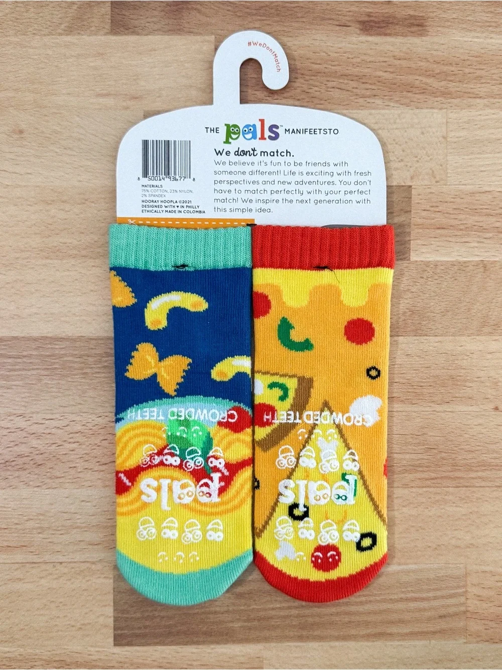 Pals Socks Kids' Mismatched Grip Socks - Pizza and Pasta